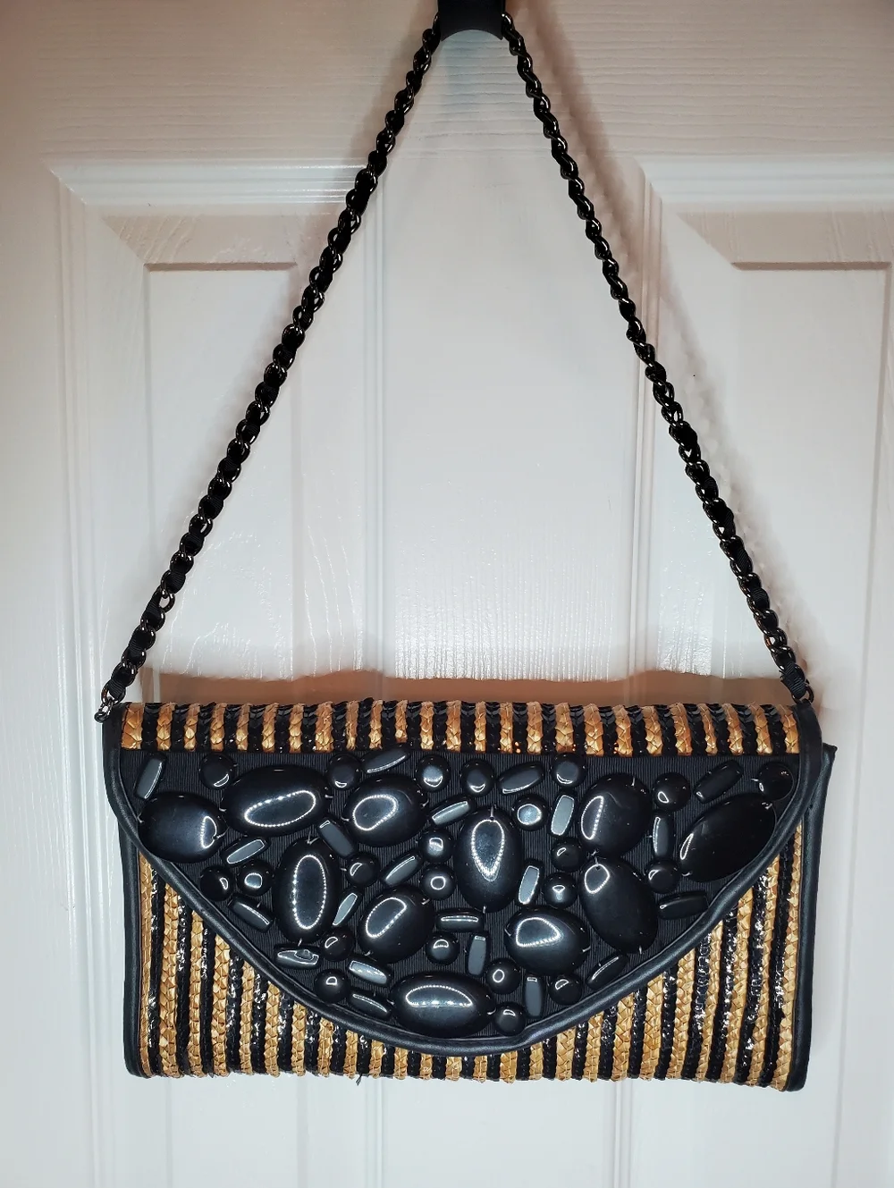 Chico's Straw Sequin Clutch & Vintage Beaded Pouch Bundle